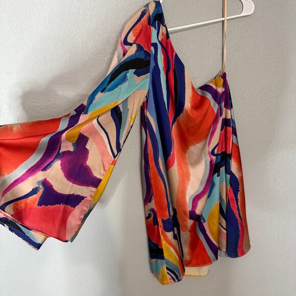 BHLDN Stevie One-Shoulder Satin Mini Dress Size Small - Picture 6 of 10